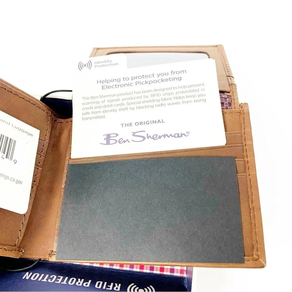 Ben Sherman Light Brown Leather RFID Wallet with Gift Box